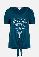 Women's Mama Tie Front Tee