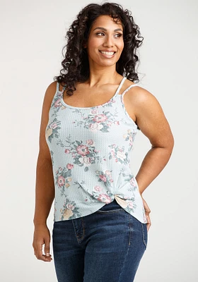 Women's Floral Twist Hem Tank