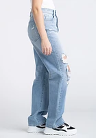 Women's Super High Rise Distress Dad Jeans