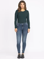 Women's Crew Neck Rib Long Sleeve Tee