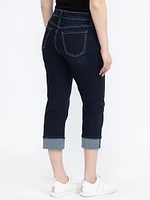 Women's Relaxed Dark Rinse Wash Jean Capri