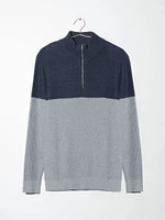Men's Quarter Zip Colour Block Sweater