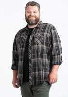 Men's Roll Sleeve Plaid Shirt