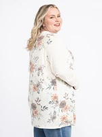 Women's Floral Rib Cardigan