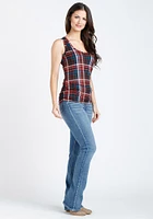 Women's Plaid Side Ruched Tank