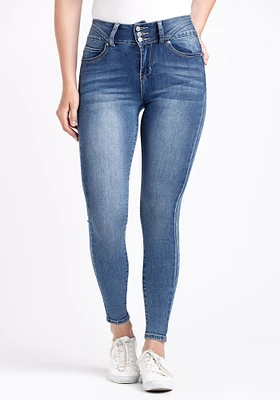 Women's 3 Button High Rise Skinny Jeans