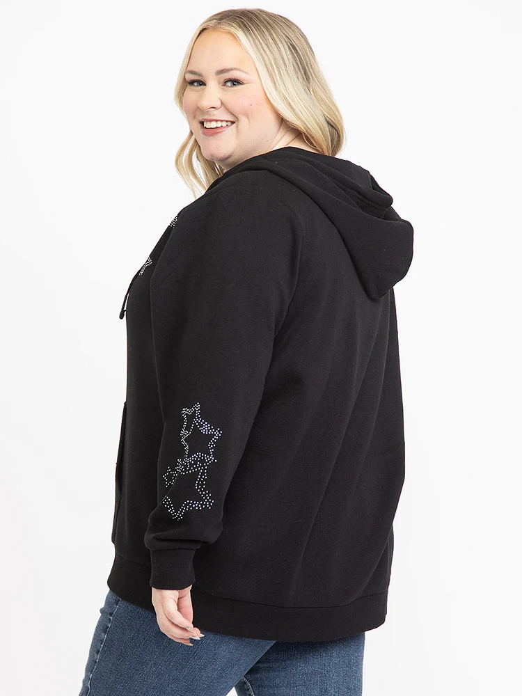 Women's Rinestone Zip Hoodie