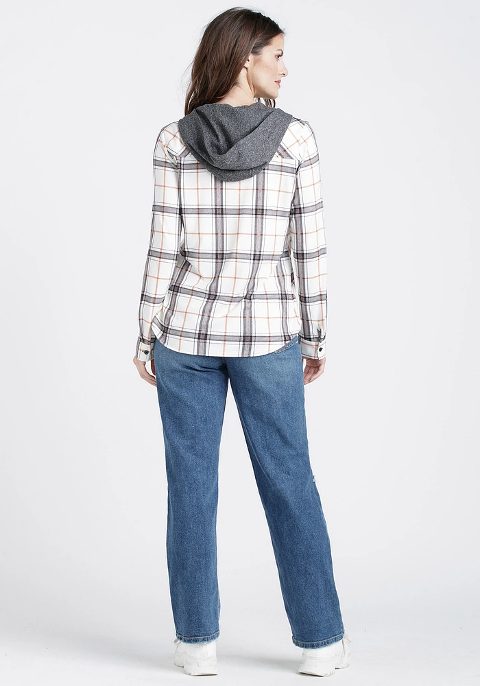 Women's Hooded Plaid Shirt