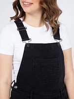 Women's  Cuffed Relaxed Black Denim Shortall