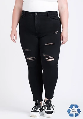 Women's Plus High Rise Black Destroyed A