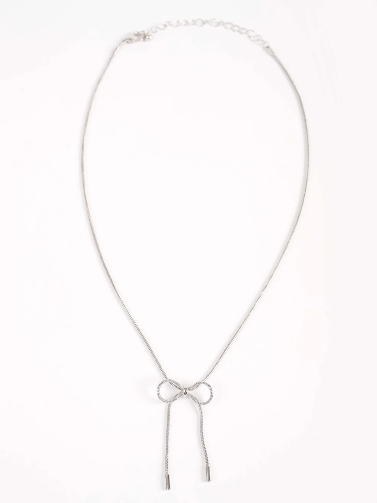 Women's Silver Bow Necklace