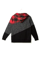 Women's Buffalo Plaid Colour Block Hoodie