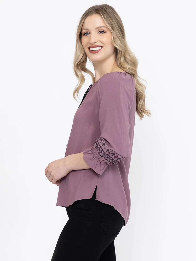 Women's Printed Peasant Top
