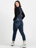 Women's Destroyed Slim Cuffed Overall Jeans