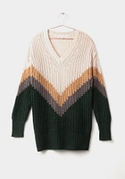 Women's Chevron Colour Blocked Sweater