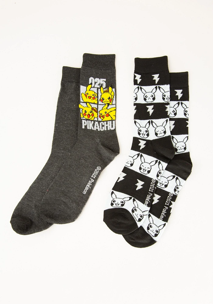 Men's 2 Pack Pikachu Crew Sock