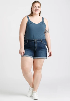 Women's Plus Destroyed Cuffed Jean Short