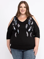 Women's Feather Split Sleeve Tee