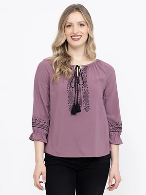 Women's Printed Peasant Top