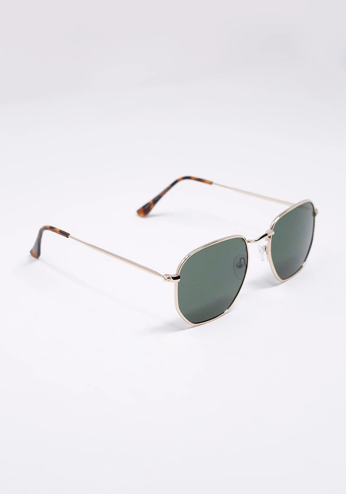 Men's Hexagonal Aviator Sunglasses