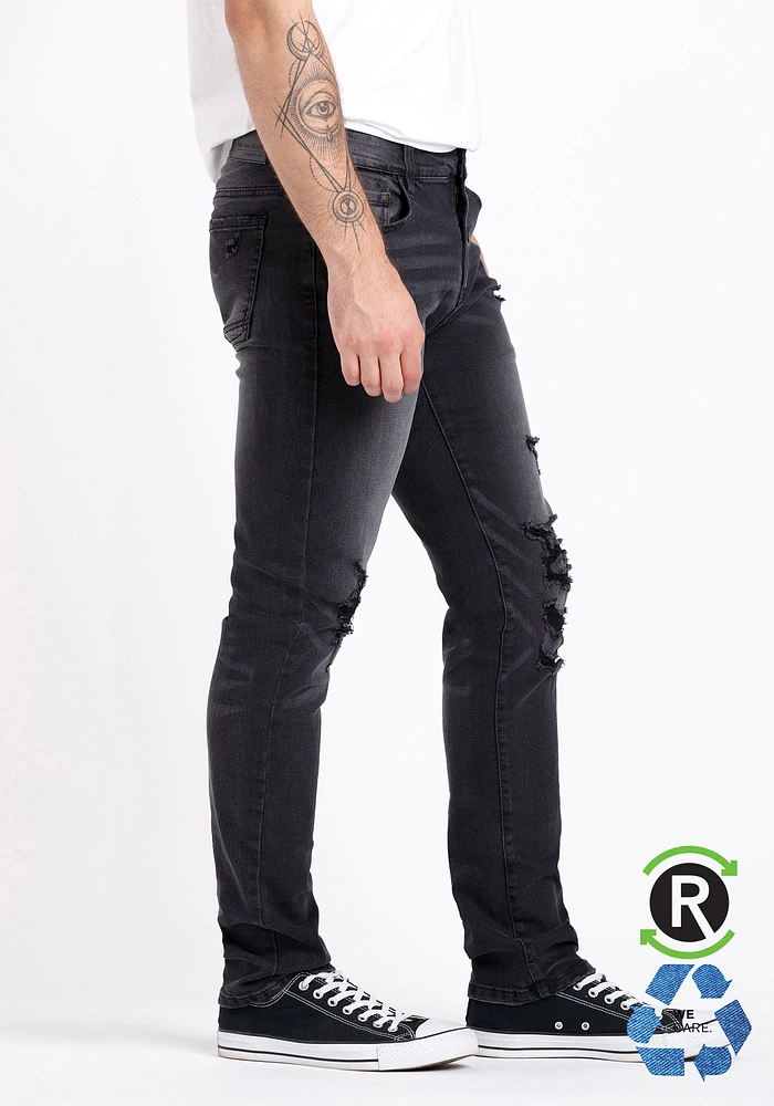 Men's Destroyed Washed Skinny Jeans