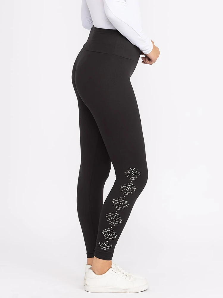 Women's Rhinestone Geo Legging