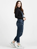 Women's Destroyed Slim Cuffed Overall Jeans