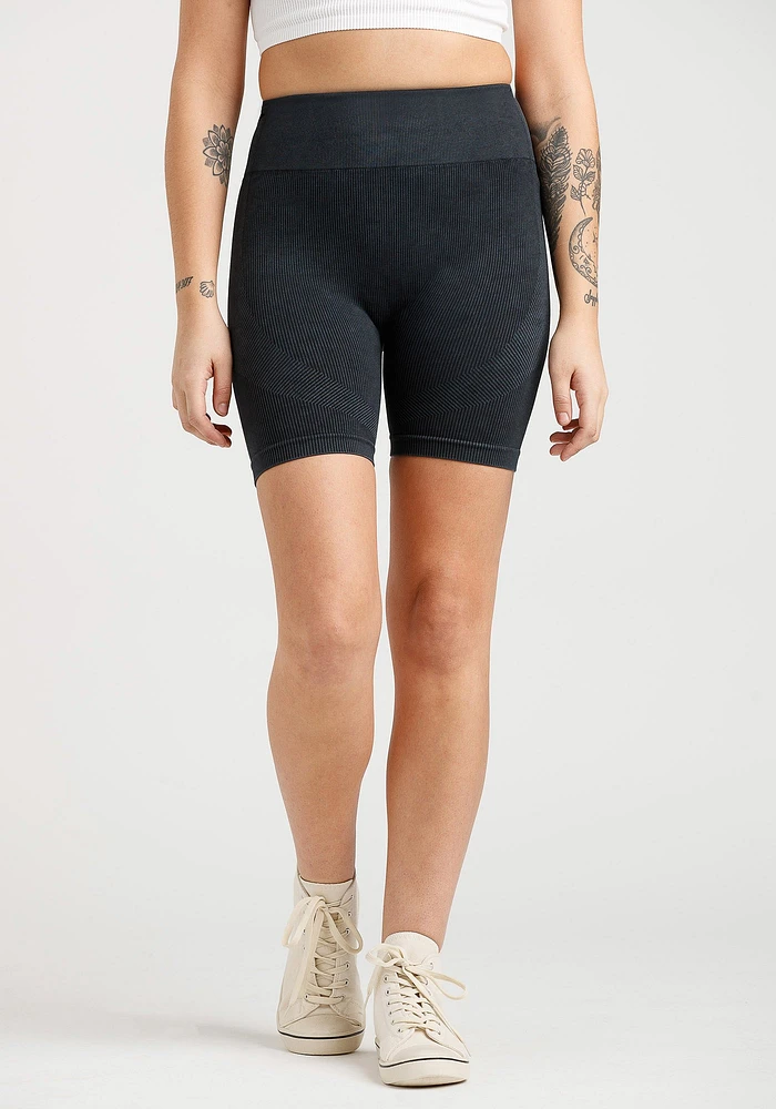 WOMEN'S WAHSED RIB SEAMLESS BIKE SHORT