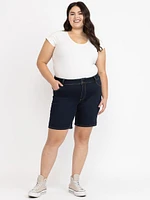 Women's Plus Dark Rinse Washed Bermuda Short