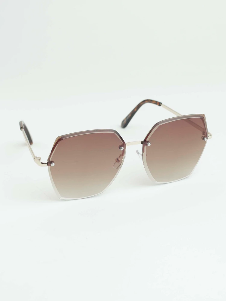 Women's Gold Hexagon Sunglasses