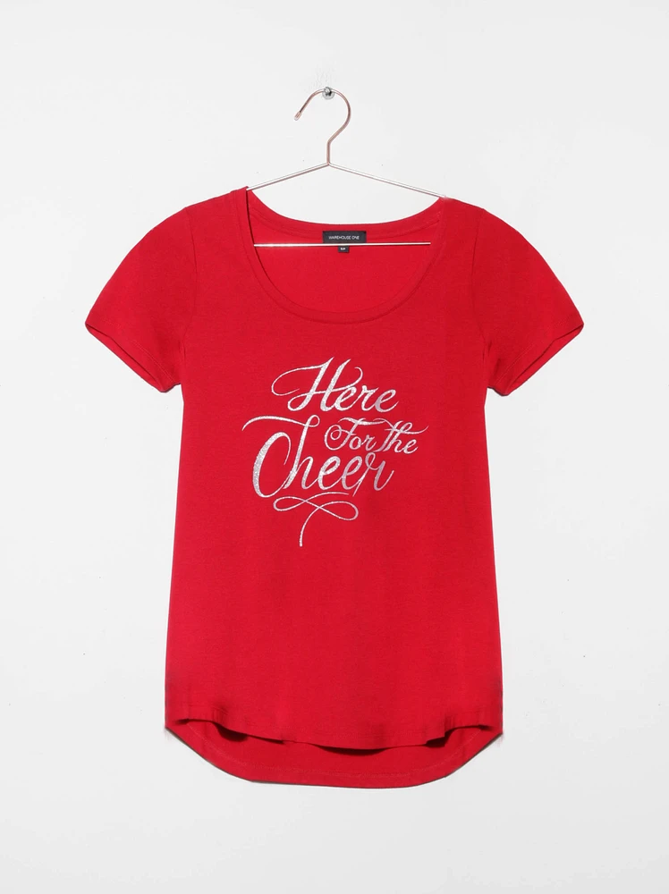 Women's Glitter Cheer Scoop Neck Tee