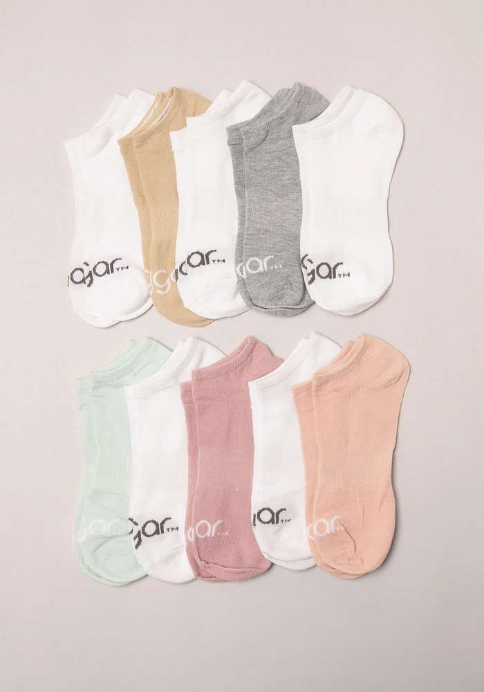 Sugar 10 Packk No Show Pastel Socks