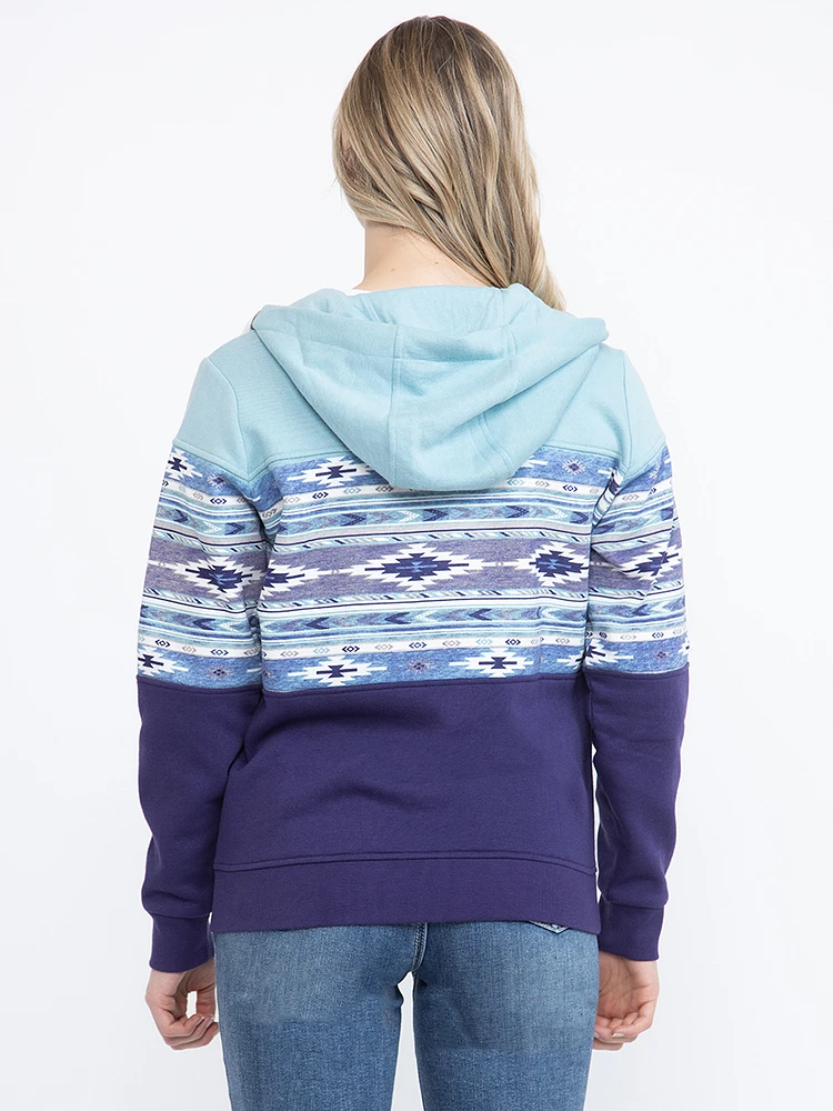 Women's Geo Colour Block Zip Hoodie