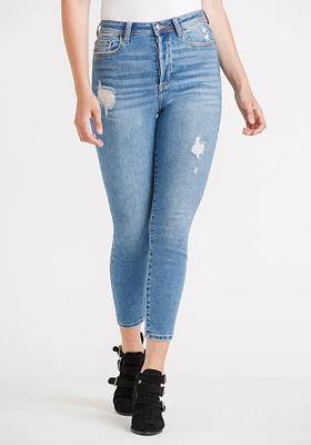 Women's High Rise Button Fly Mom Skinny Jeans