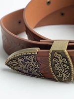 Women's Brown Western PU Belt