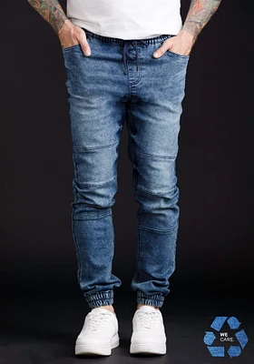 Men's Knit Denim Moto Jogger