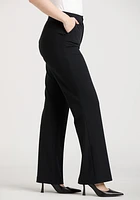 Women's High Rise Black Crepe Knit Wide Leg Pant