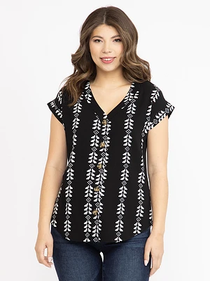 Women's Geo Button Front Top