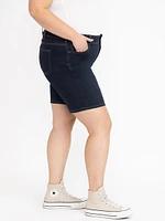 Women's Plus Dark Rinse Washed Bermuda Short