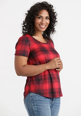 Women's Plaid Scoop Neck Tee