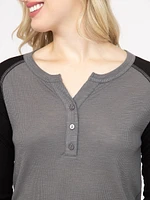 Women's Rib Baseball Henley Tee