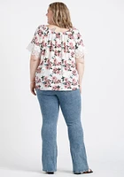 Women's Crochet Trim Peasant Top