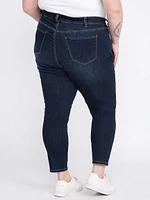 Women's Plus Exposed Button Destroyed Ankle Skinny Jeans