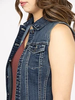 Women's Medium dark wash Cropped Denim Vest