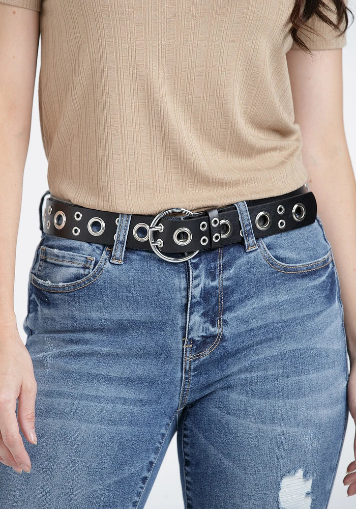 Women's Black Grommet Belt