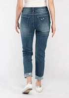 Women's Destroyed Cuffed Girlfriend Jeans