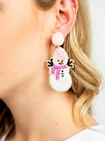 Women's Snowman Beaded Earrings