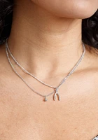 Wishbone & Crystal Silver Chain 2pc Set