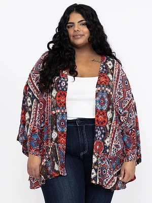 Women's Geometric Ruffle Cardigan