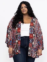 Women's Geometric Ruffle Cardigan
